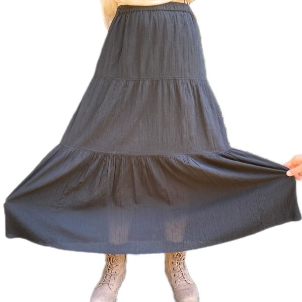 SOLD - S Black Linen Maxi Skirt - 16 - Image 5