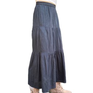 SOLD - S Black Linen Maxi Skirt - 16