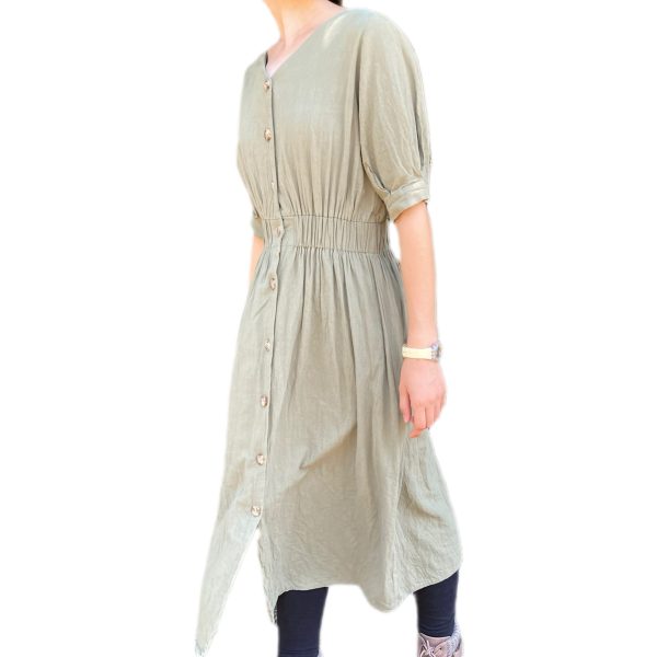 SOLD - S Flowing Mid Sleeve V-neck Dress - 19 - Image 5