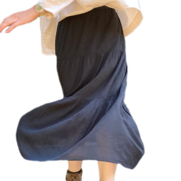 SOLD - S Black Linen Maxi Skirt - 16 - Image 3