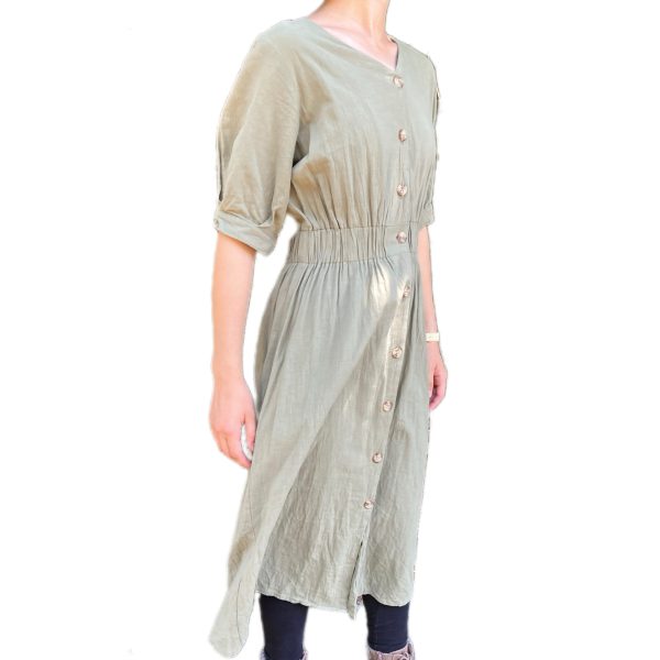 SOLD - S Flowing Mid Sleeve V-neck Dress - 19 - Image 4